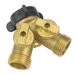 Gilmour Dual Hose Brass Shut-Off Y-Valve