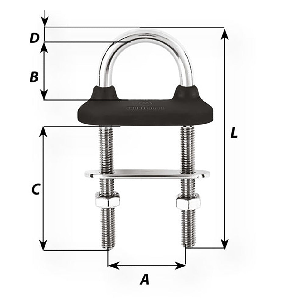 Wichard Black Watertight U-bolt - 5mm Diameter - 13/64" - 60mm Length - 2-23/64" [65321W]