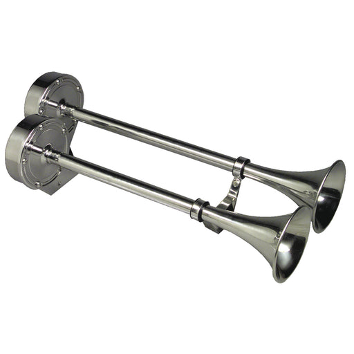 Schmitt Marine Deluxe All-Stainless Dual Trumpet Horn - 24V [12428]