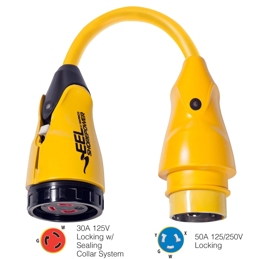 Marinco P504-30 EEL 30A-125V Female to 50A-125/250V Male Pigtail Adapter - Yellow [P504-30]