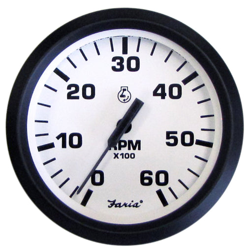 Faria Euro White 4" Tachometer - 6000 RPM (Gas) (Inboard  I/O) [32904]