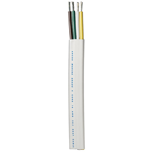 Ancor Trailer Cable - 16/4 AWG - Yellow/White/Green/Brown - Flat - 100' [154010]