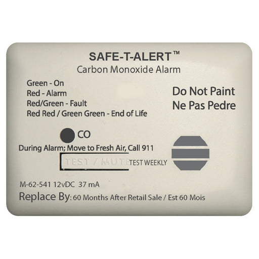 Safe-T-Alert 62 Series Carbon Monoxide Alarm w/Relay - 12V - 62-541-Marine-RLY-NC - Surface Mount - White [62-541-MARINE-RLY-NC]