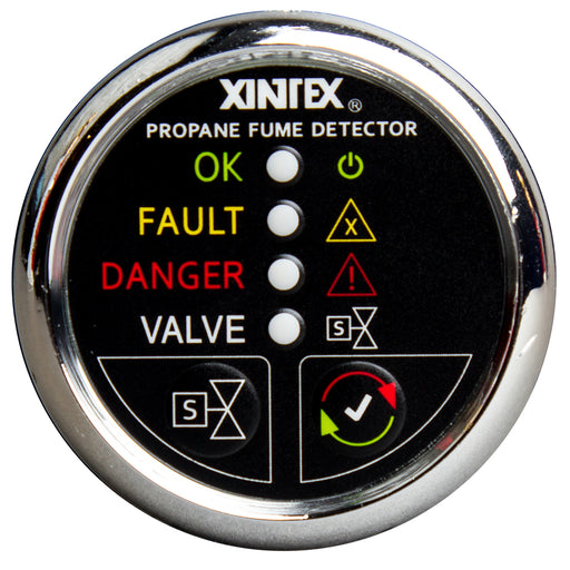 Fireboy-Xintex Propane Fume Detector w/Plastic Sensor  Solenoid Valve - Chrome Bezel Display [P-1CS-R]