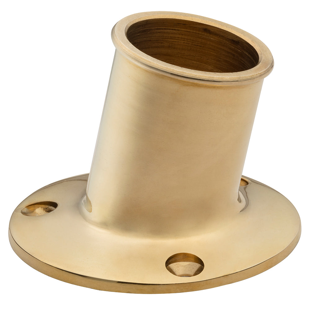 Whitecap Top-Mounted Flag Pole Socket - Polished Brass - 1-1/4" ID [S-5003B]