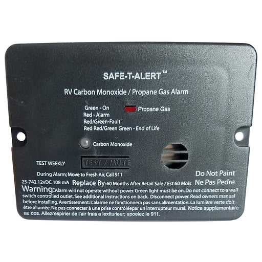Safe-T-Alert Combo Carbon Monoxide Propane Alarm - Flush Mount - Mini - Black [25-742-BL]