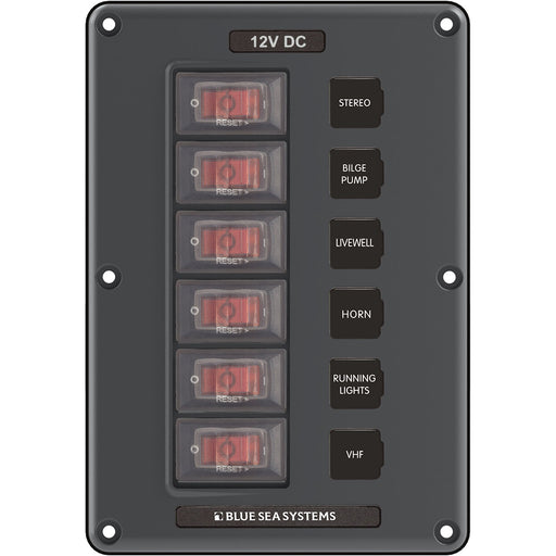 Blue Sea 4322 Circuit Breaker Switch Panel 6 Position - Gray [4322]