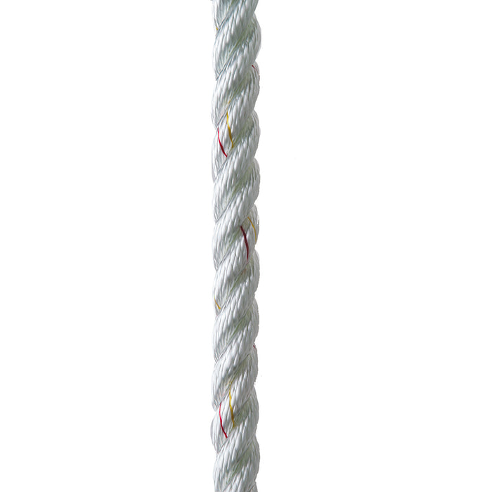 New England Ropes 1/2" Premium 3-Strand Dock Line - White w/Tracer - 25 [C6050-16-00025]