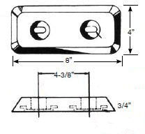 Camp Company Hull Plate Zinc Anode ZHC5 8" X 4"