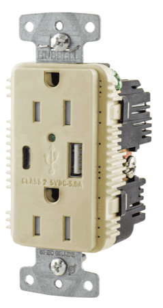 Hubbell Receptacle 15a Usb Ivory [USB15AC5I]