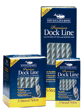 New England Ropes Premium Dock Line 3-Strand Nylon 3/8" x 15' White